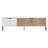 Modern TV Stand with Wall-Mount Option, White & Rattan Finish, 59.1 x 17.7 x 11.8 inches | 100% Melamine Coated Particle Board, Thickness: 0.7 inches | Scandinavian Geometric Design, Stylish & Functional Home Entertainment Center-114228227
