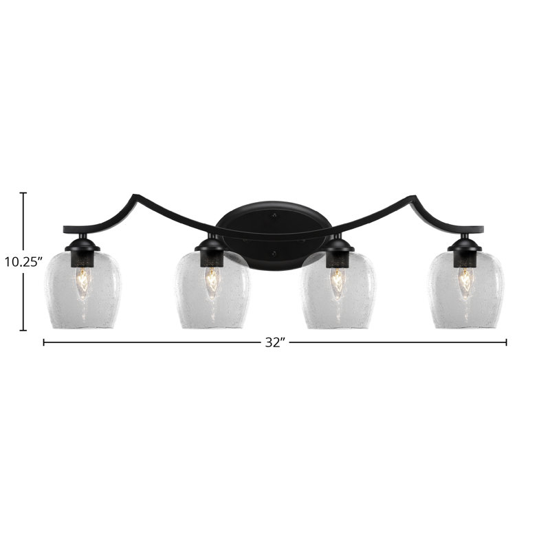 Zilo 4 Light Bath Bar, Clear, Matte Black