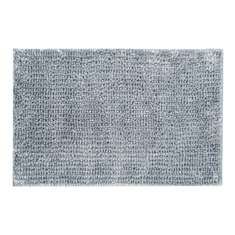 Margot Velvet Chenille Bobble Bath Mat, Grey