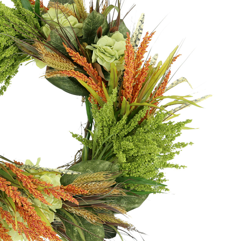 26" Heather, Wheat & Hydrangea Wreath