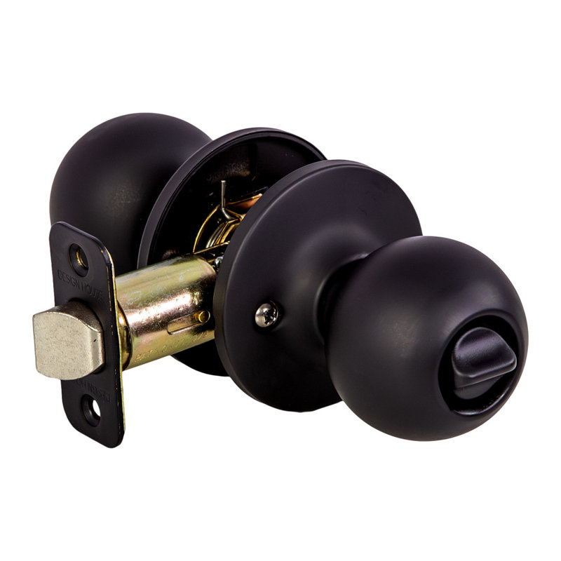 Bouton d'intimité pour lit / baignoire Ball, H 2,6 po x l 6 po x P 6,38 po, 2-Way Latch, Noir
