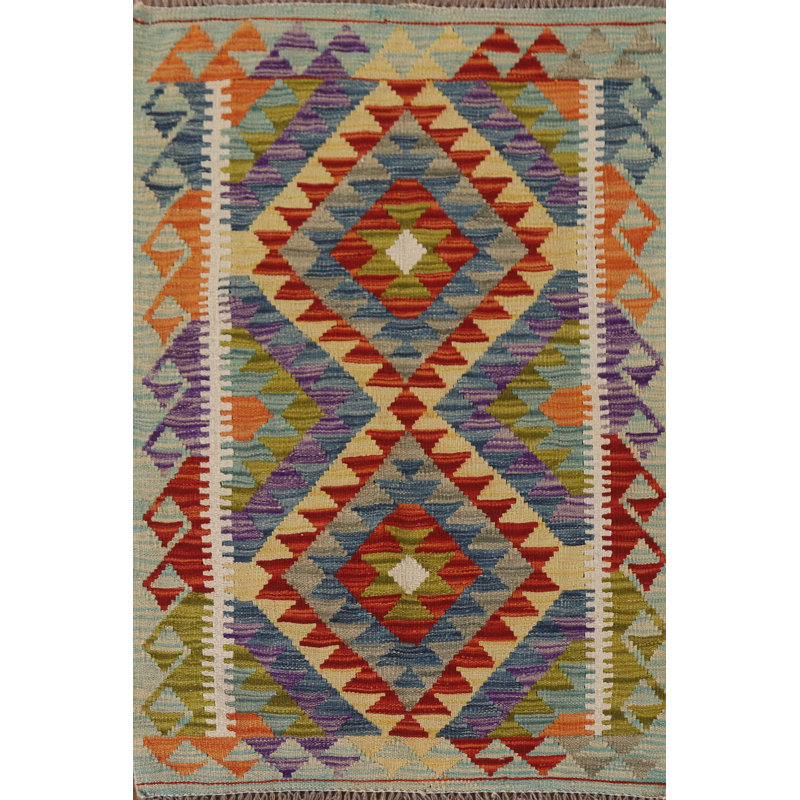 Tapis géométrique en laine pour vestibule Kilim