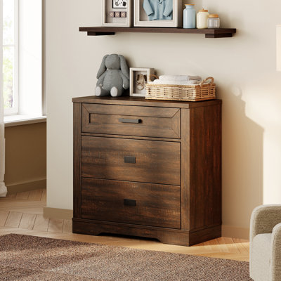Glenford 31.5" Wide Modern Farmhouse Wooden 3-Drawer Dresser For Teenagers by Winston Porter