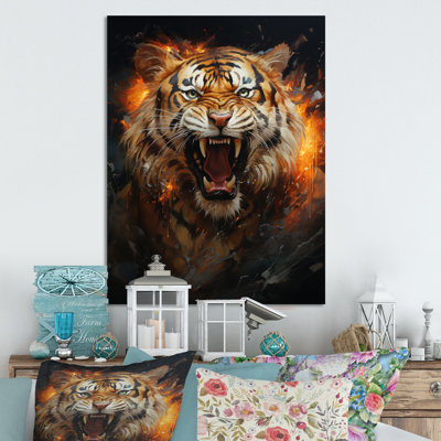 " Brown Tiger Roaring Portrait "