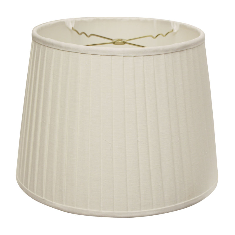 14" Paperback Linen Lampshade With Side Pleats, White