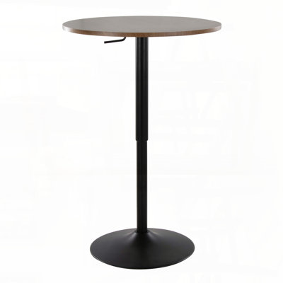Adjustable Bar Table – Black Metal & Walnut Wood Top