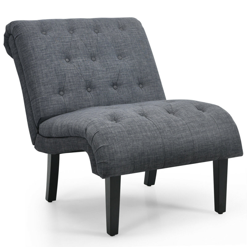 Chaise d'appoint rembourrée Abiha Canora Grey, Coton gris foncé
