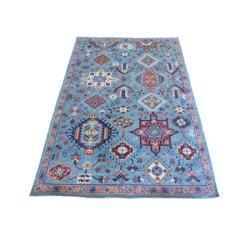 Tapis bleu clair unique de 5 pi 5 po x 7 pi 11 po