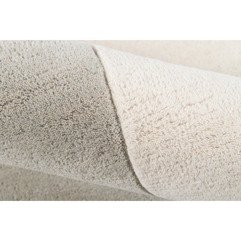 Tapis gris / beige en laine touffeté à la main à motif géométrique, Rectangle de 5 pi x 8 pi