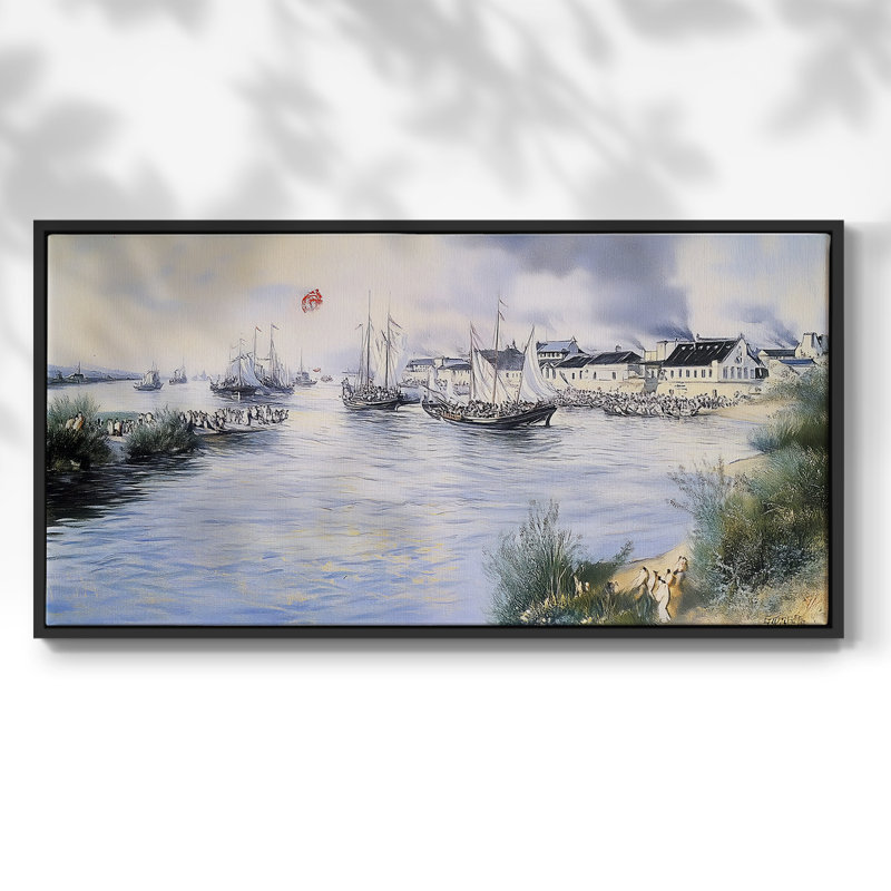 Nautical Series-CXLIX- Toile tendue avec châssis tendue, prête à être accrochée, H 25 po x l 49 po