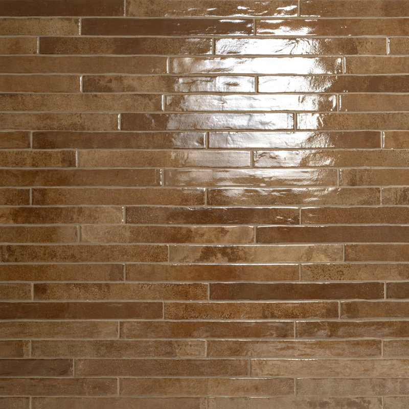 Carreau de sol et mural en porcelaine brillante Ackland Westley Burnished Amber 2 po x 18 po, Ambre bruni