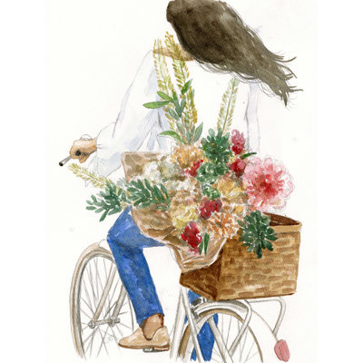" The Girl And Bicycles " Painting Print