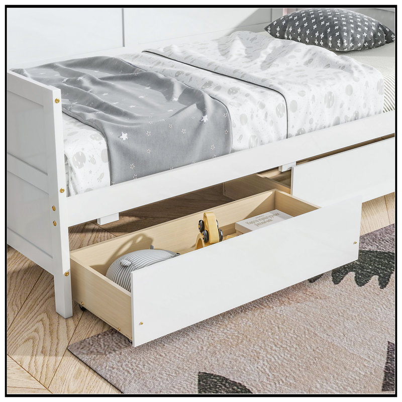 Twin Size Pine Wood Daybed With Two Spacious Storage Drawers For Versatile Use And Space Saving, White