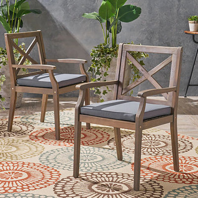 2 Pieces Wood Dining Chairs With Cushions