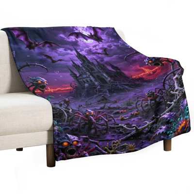 Gothic Castle With Luxury Flannel Throw Blanket, Soft Warm Fuzzy Blanket for Living Room Sofa Bed Home Decor