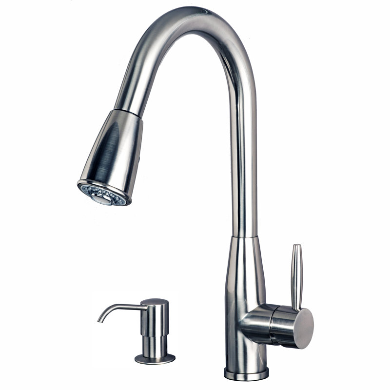 Single Handle Pull Down Kitchen Faucet, Stainless Steel, Without Soap Dispenser