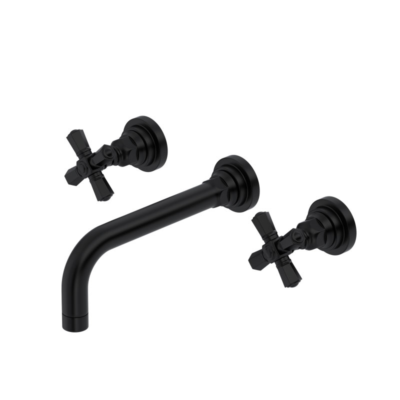 San Giovanni Wall Mounted Faucet, Polished Chrome, Cross Handle