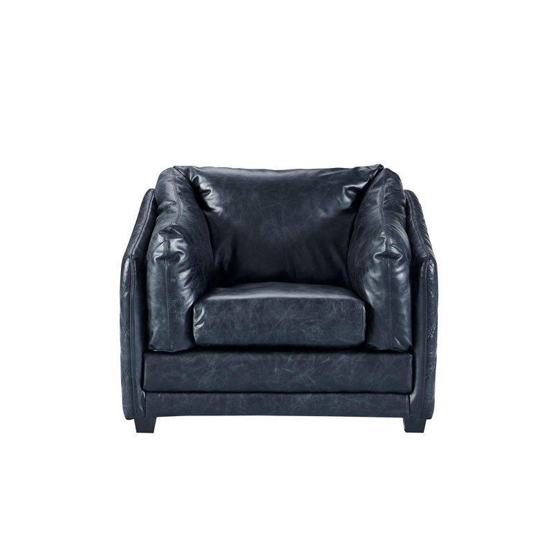 Chaise avec accoudoirs Waco, Cuir véritable ardoise