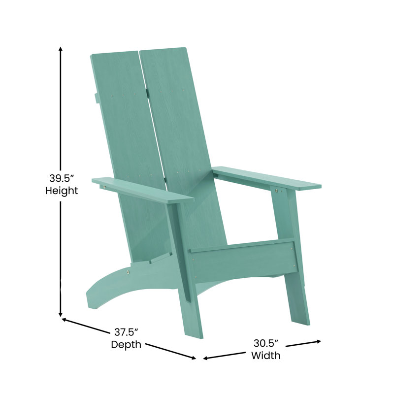Indoor/Outdoor Modern Dual Slat Back Adirondack Style Chairs, Sea Foam
