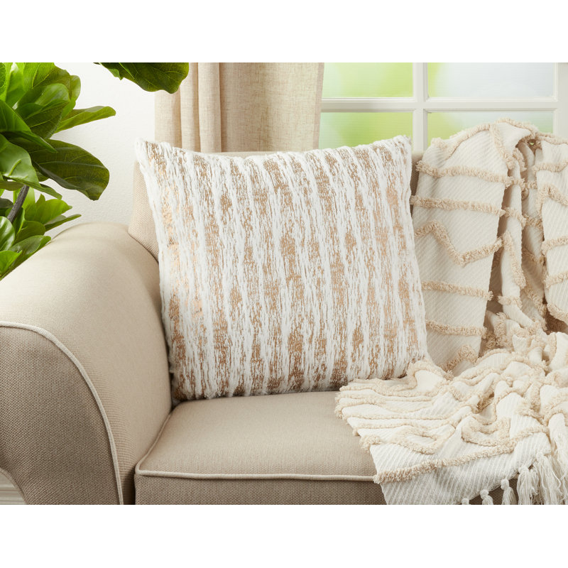 Matterhorn Collection Faux Fur Throw Pillow, 20" W x 20" L, Brown/White