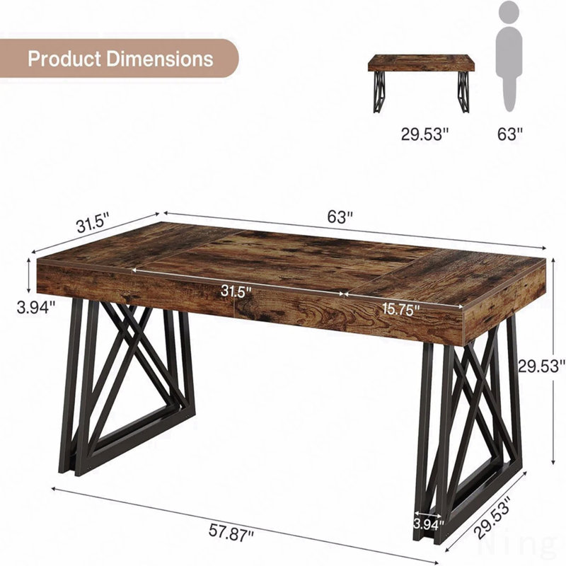 Bureau de direction rétro, bureau d'ordinateur, bureau (table seulement)