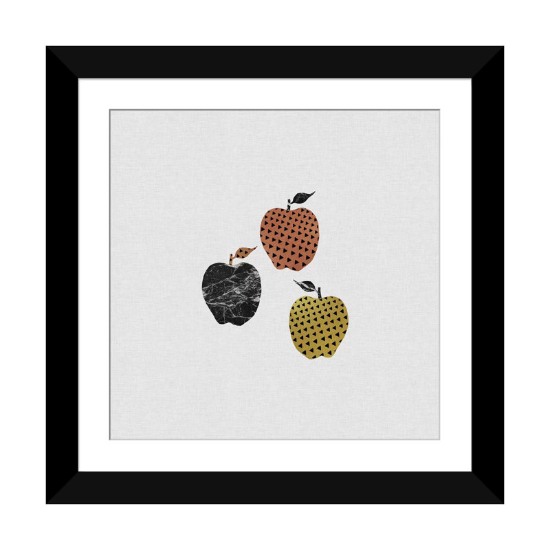 «Scandi Apples», impression sur toile, H 16 po x l 16 po x P 1 po, Papier beaux-arts encadré noir, Blanc