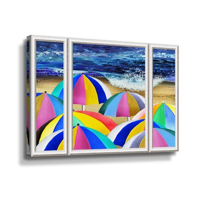 Ocean Shore Umbrellas Wave on Sand Beach House II by Irina Sztukowski - Graphic Art on Canvas -  Rosecliff Heights, 0383FE4704FF4525B0AEA3F4458950B6