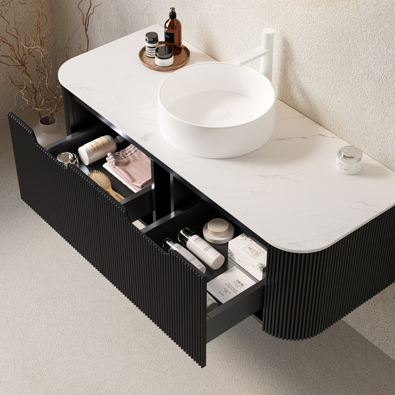 Meuble-lavabo de salle de bain 48 po avec lavabo Dina, Noir