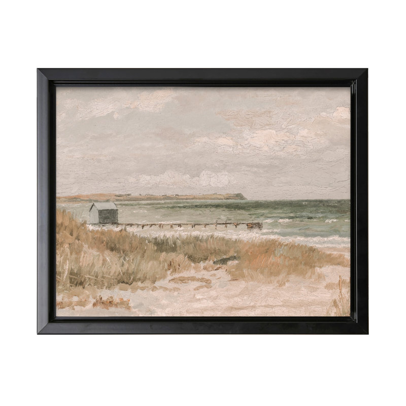 Maison de plage, Black Framed, Canvas, 11"H x 14"W