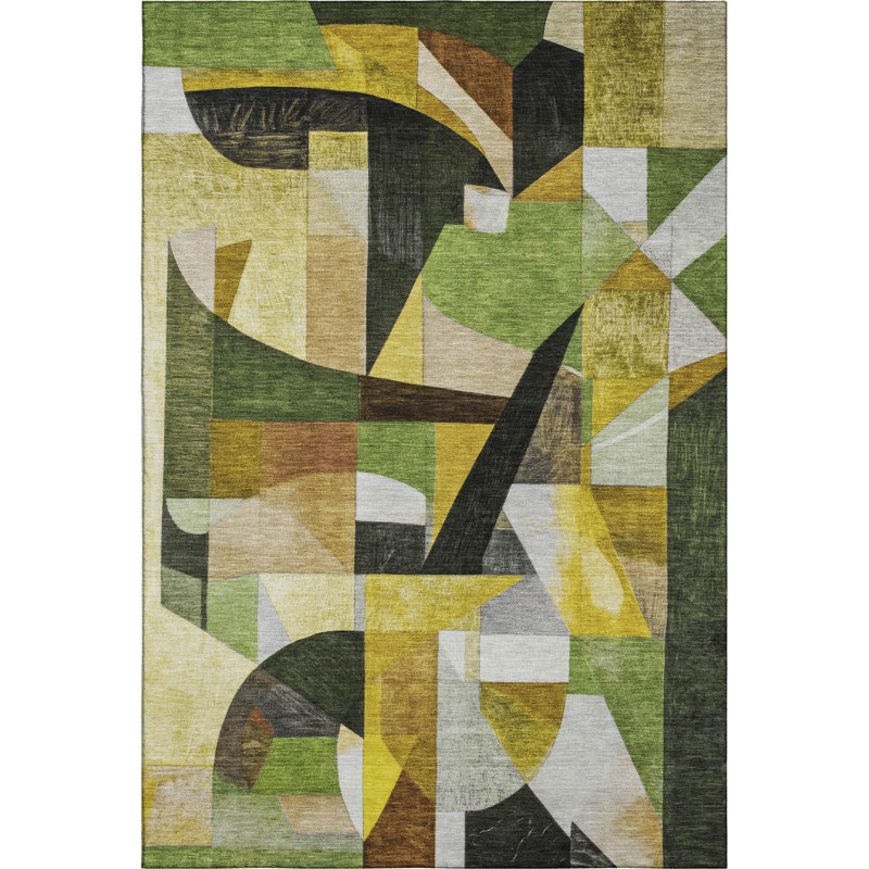 Premium Machine Washable Lubbers AMF1757 Abstract Rug, Rectangle 2'6" x 3'10"