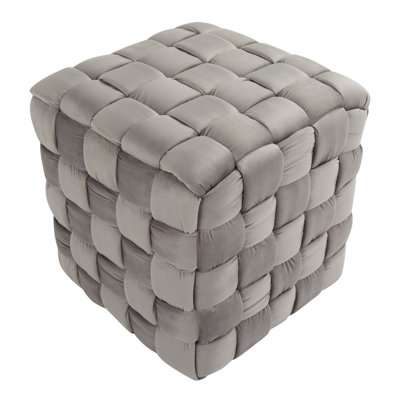 16.5" Wide Velvet Square Pouf Ottoman by Everly Quinn