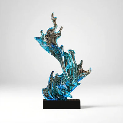 Abstract Wave Form Fiberglass Tabletop Sculpture With Solid Base