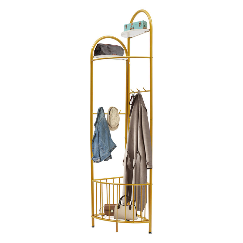 Kamare Metal Freestanding 6 - Hook Coat Rack, Gold