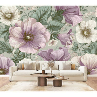 Peel and Stick Wallpaper Cottagecore Floral Soft Watercolors botanical Wall Murals 69"H x 96"W Removable PVC Wall Paper Self-Adhesive Wall Decor for Bedroom Living Room Home Office