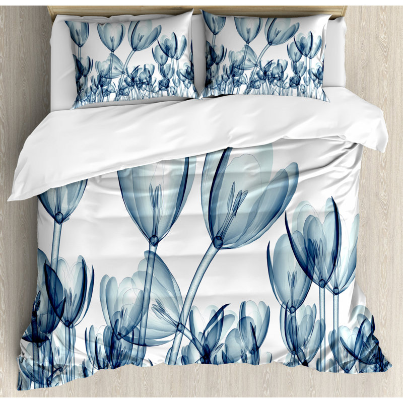 Cottage Americana Polyester Floral Duvet Cover, Queen Duvet Cover + 2 Standard Shams