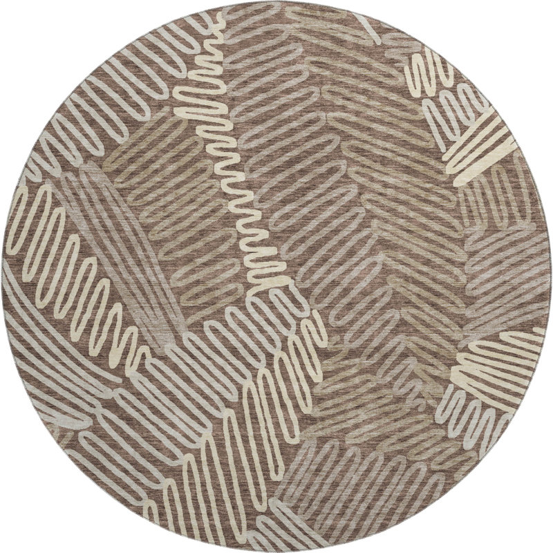 Premium Machine Washable Prisco Chocolate Rug, Round 8'