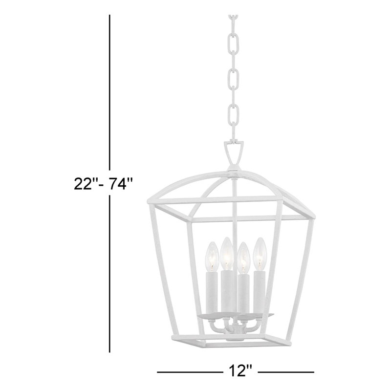 Bryant 4 - Light Chandelier, 71.5" H x 12" W x 12" D, White Plaster