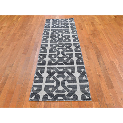 Tapis de couloir en laine tissé à la main 2 pi 7 po x 10 pi à motif géométrique réversible kilim 4CDB563F99DD44D58FD050ED1E1F9041