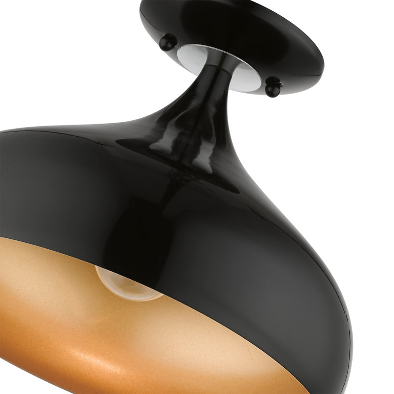 Plafonnier semi-encastré 1 lumière 11,75 po Fiddletown, Noir brillant