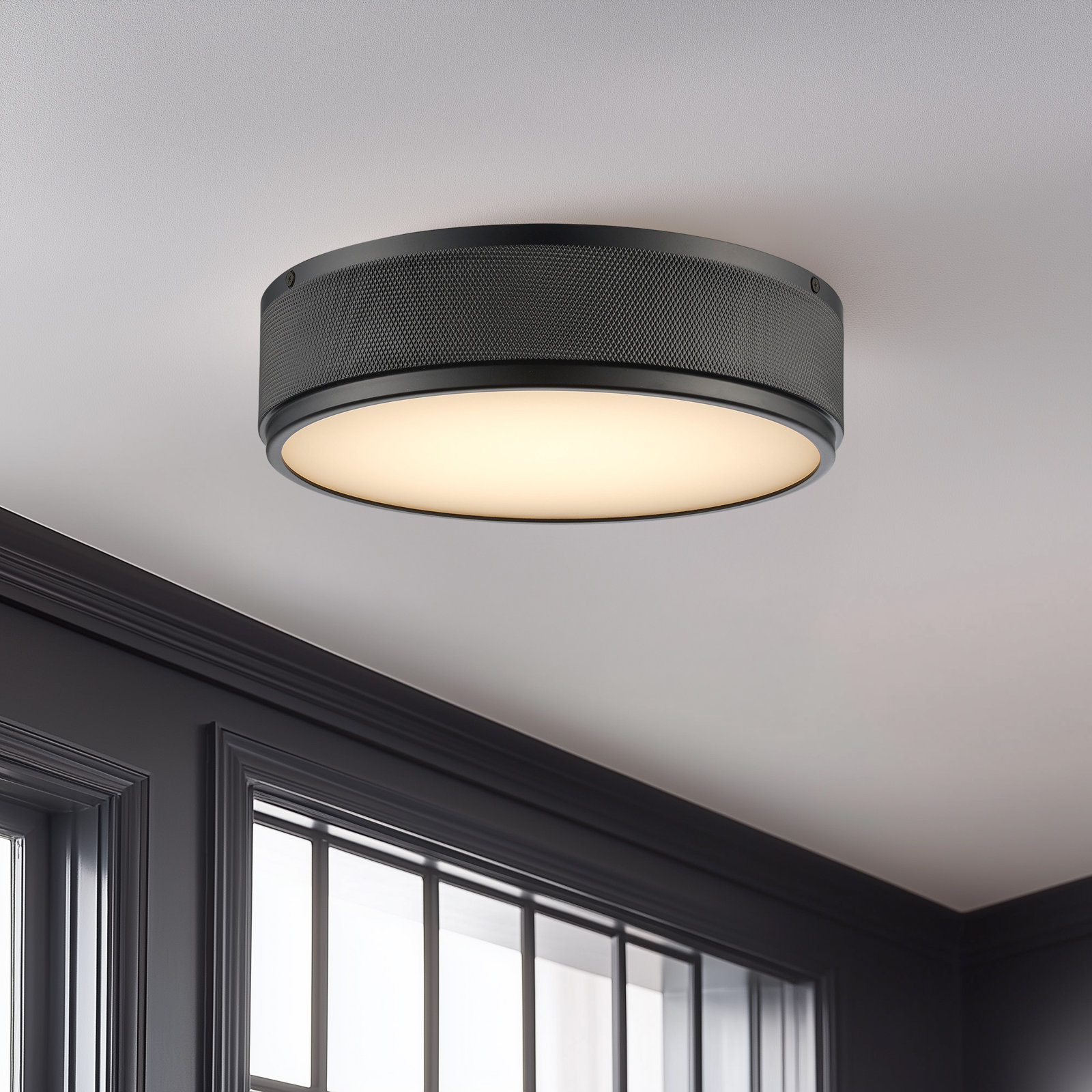 Amos LED Flush Mount, Black, 2.8" H x 11" W x 11" D