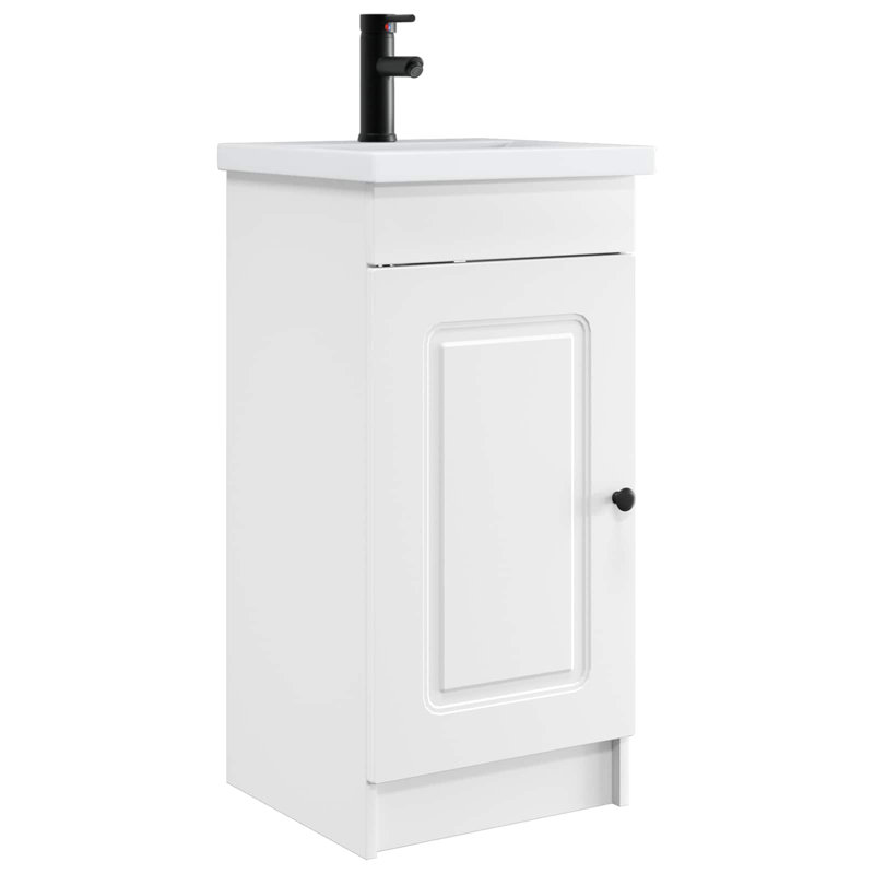 Single Bathroom Vanity with Ceramic Basin, White