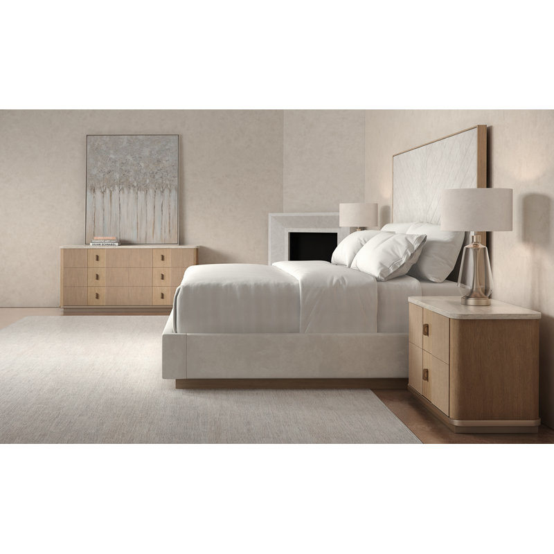 Meet U In The Middle Upholstered Bed, King, White