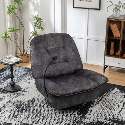 Luxueux fauteuil inclinable en velours estampé doré avec support pour téléphone portable et fonction berçante pivotante, parfait pour le confort et le style