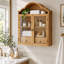 Armoire murale vintage en bois massif avec un élégant plateau ondulé