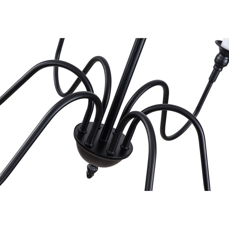 Luminaire suspendu noir style campagnard 6 lumières