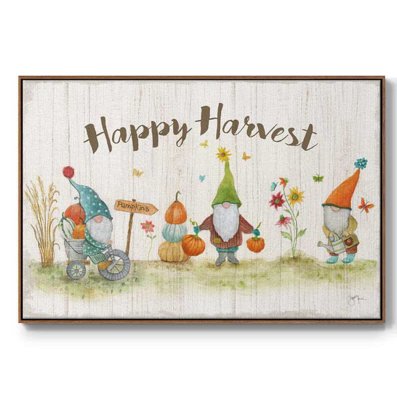 Toile tendue avec châssis Gnome Harvest, H 25 po x l 37 po x P 2 po, Toile encadrée noyer flottant