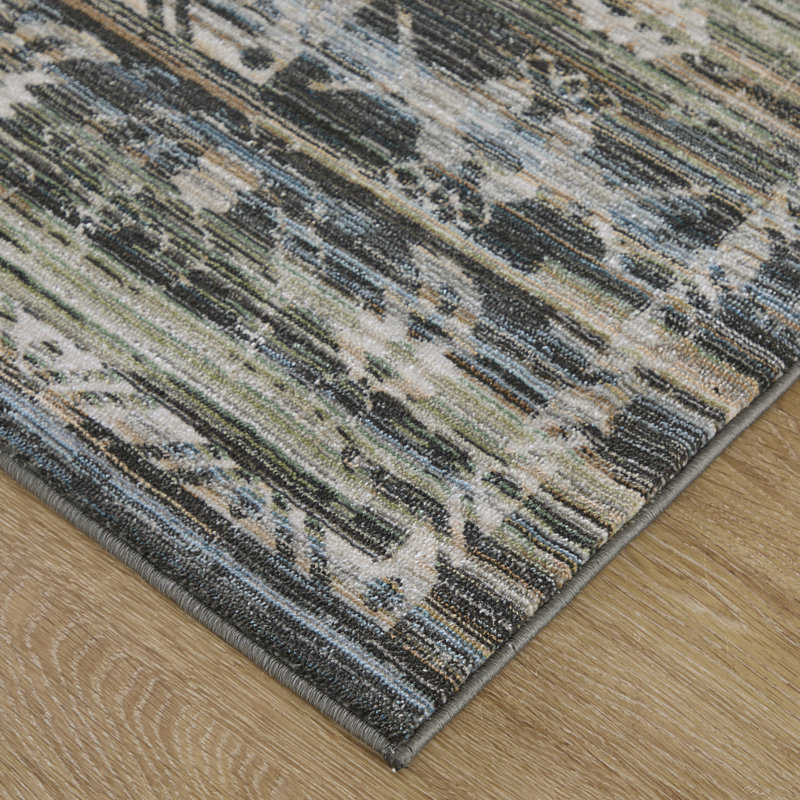 Thara Traditional Medallion, Green/Blue/Ivory, 2'-6" x 7'-3" Runner, 2'6" x 7'3"