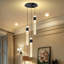 Lustre moderne à 3 lumières en cristal à bulles, luminaire suspendu pour entrée, cuisine ou îlot central, noir