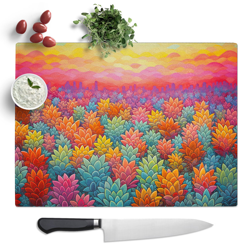 Succulent Colour Field  Glass Chopping Board