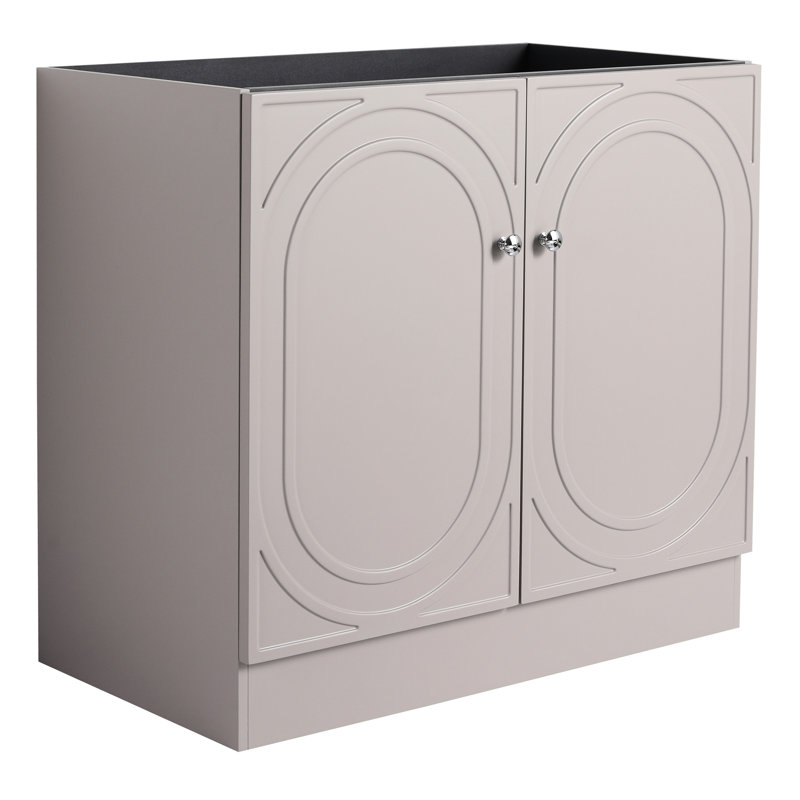 Casier de salle de bain autoportant 36 po - Portes à fermeture en douceur en contreplaqué kaki au look moderne non inclus Solution de rangement pour commode exclue
